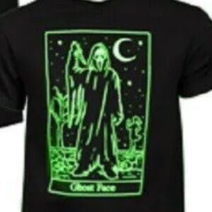 Official GHOST FACE The Icon of Halloween tarot card Tee in Black